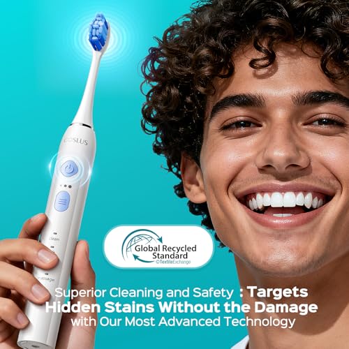 COSLUS C30 Electric Toothbrush for Adults & C60 Rechargeable Rotating Electric Toothbrush for Deep Clean Black White 2Pcs