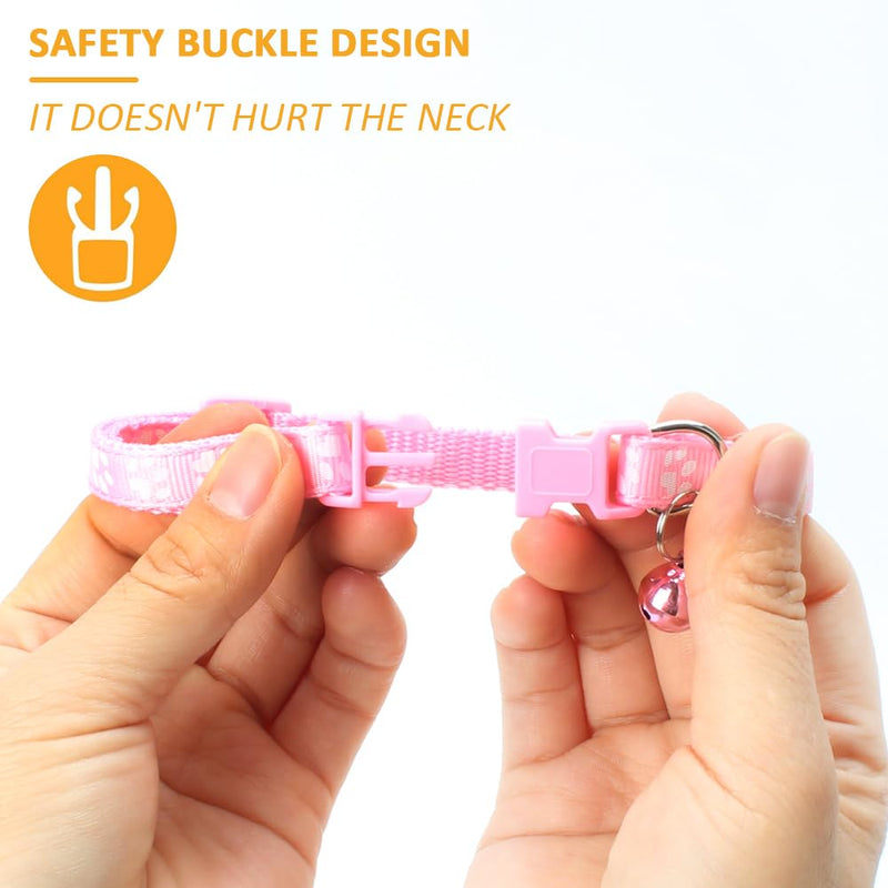 MJIYA Cat Collar with Bell, Breakaway Grid Collar with Plastic Buckle, Light Adjustable, Nylon, Kitty Collars Pink - BeesActive Australia