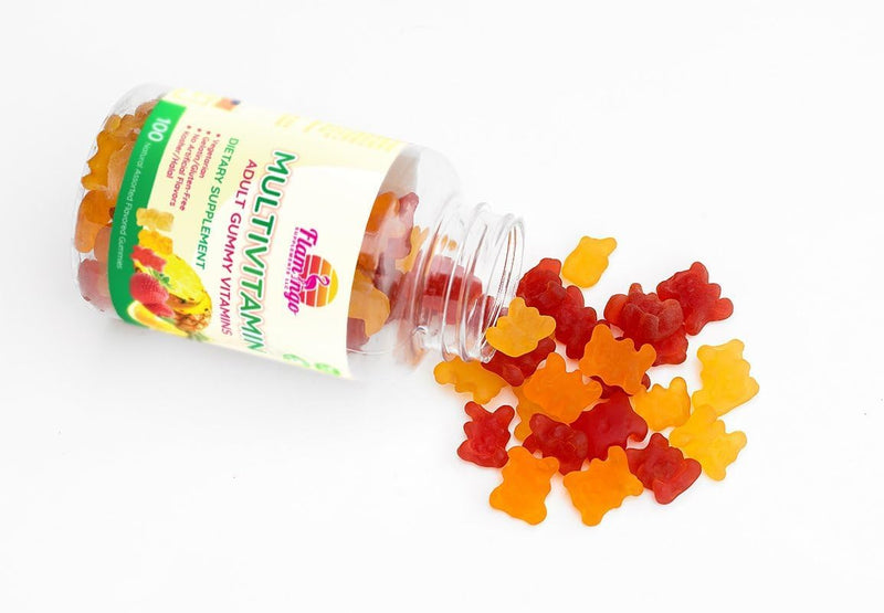 Flamingo Supplements Multivitamin Gummies | Vegan Friendly, Kosher Halal NO Gluten or Gelatin, no GMO| for Men, Women & Kids| 3 Natural Flavors | Vitamins C, B3, B12, Biotin, Zinc & More| 100 Gummies