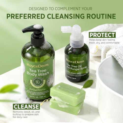 Roycederm Clotrimazole 1% Antifungal Spray for Athlete's Foot, 4.05 fl oz Tea Tree Oil Spray 1 Pack