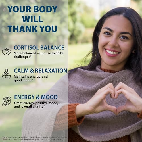 Cortisol Supplements for Women and Men with Magnesium, Ashwagandha 60 Caps 60 Count (Pack of 1)