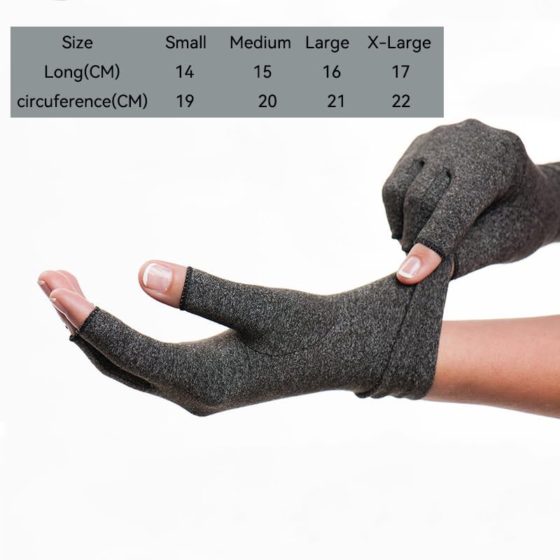 2 Pairs Bamboo Compression Gloves - Bamboo Arthritis Gloves for Men Women - Compression Glove for Arthritis Gray-2 Pairs Medium