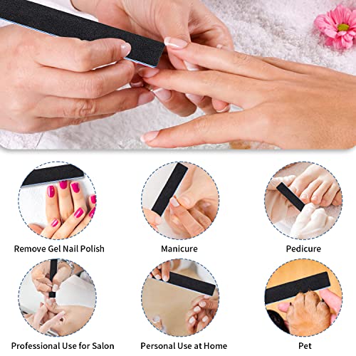 12 Pcs Professional Nail Files, 60/60 Grit Nail Files for Acrylic Nails Gel Nails, Double Sided Emery Board for Nails, Reusable & Washable Coarse Nail File for Home and Salon Use 60/60 Grit for False Nails