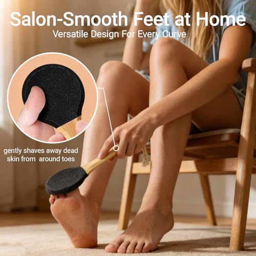 Curved Pumice Stone Foot File 2-Pack with Bamboo Handle