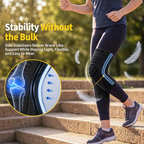 CAMBIVO 2 Pack Knee Brace for Women & Men, Compression Sleeves Knee Support Black X-Large