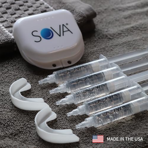 SOVA White - Teeth Whitening Kit - Includes 2 Custom-Fit Trays, 5 Whitening Gel Applicators & Protective Case - Non-Peroxide for Sensitive Teeth - BPA, Latex, Phthalates & PVC Free