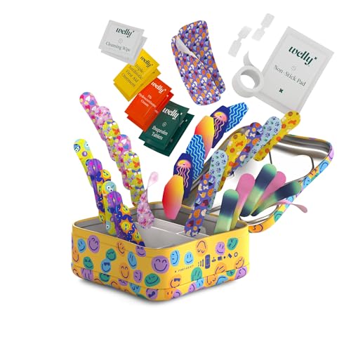 Welly First Aid Kit | FSA Eligible | Adhesive Flexible Fabric and Waterproof Bandages, Tape and Non-Stick Pads, Butterfly Strips, Triple Antibiotic and Hydrocortisone Ointments, Ibuprofen - 130 Count