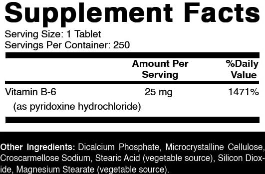Oxify Vitamin B-6 25mg, 250 Tablets | Gluten-Free, Non-GMO, Made in USA