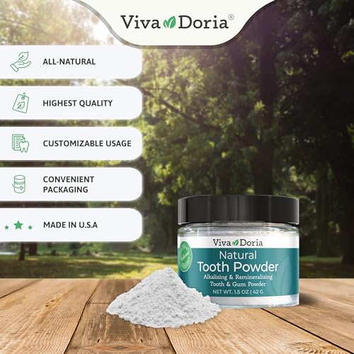 Viva Doria Remineralizing & Whitening Tooth Powder, 1.5 oz Glass Jar 1.5 Ounce (Pack of 1)