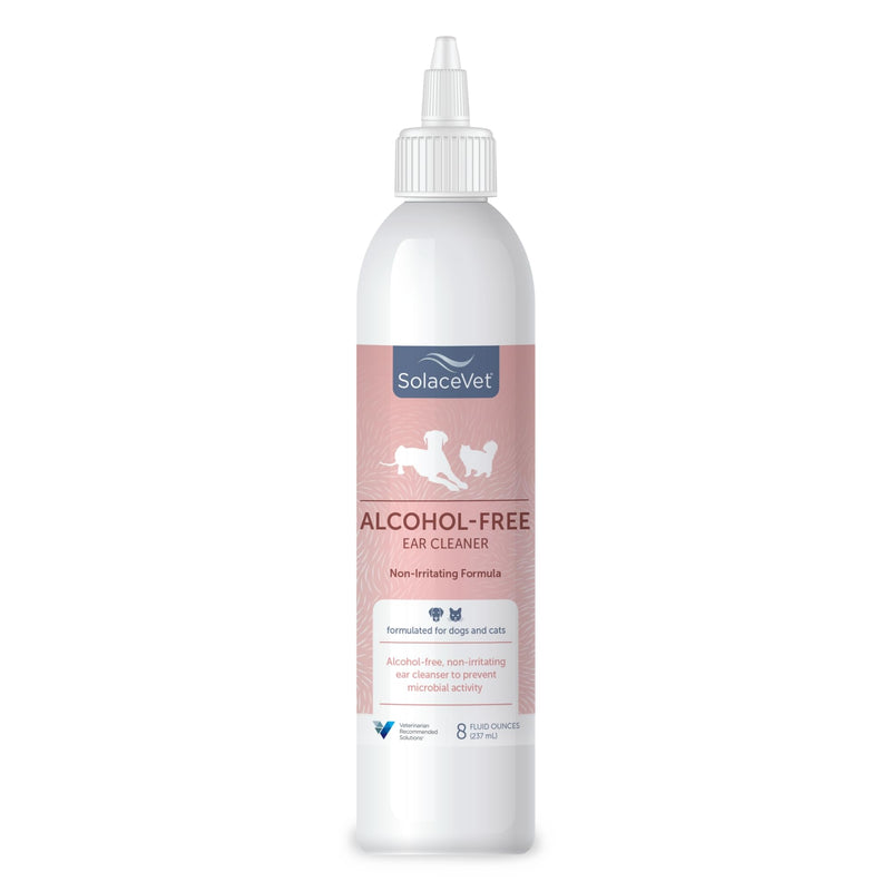 SolaceVet Alcohol-Free Ear Cleaner 8 oz – Veterinarian Recommended Gentle Ear Cleanser for Dogs & Cats, Non-stinging Formula
