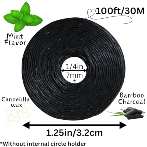 Charcoal Dental Floss with Bamboo Holder and 8 Pack Refill