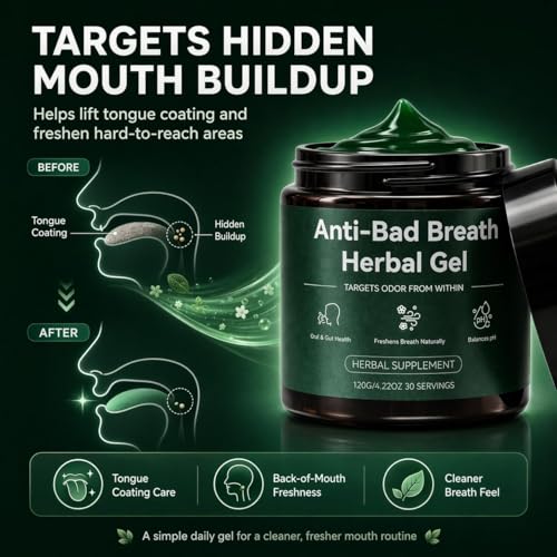 Anti-Bad Breath Herbal Gel Supplement - Body & Breath Odor Control from The Inside – Internal Deodorant, Natural Herbal Deodorant Gel with Parsley and Chlorophyll, Full Body Deodorizer (1) 1