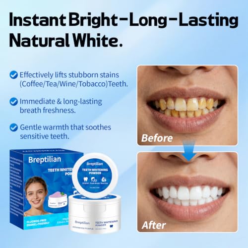 Natural Teeth Whitening Powder with Pearl, Niacinamide & Calcium, 2 Pack 1.76 Ounce (Pack of 2)