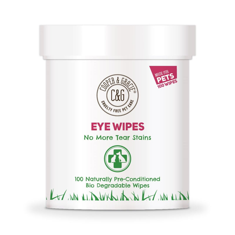 Dog Eye Wipes | Tear Stain Remover For Dogs Eyes By Cooper and Gracie | Remove Dog Eye Crust & Eye Discharge | Biodegradable Pre-soaked Textured | Safe & Easy Cleaning For Dogs & Cats | Pack Of 100