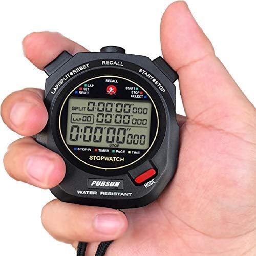 Professional Timer Stopwatch, Digital Sports Stopwatch with Countdown Timer, 2 * 100 Lap Memory, 0.001 Second Timing,Multi Functional Stopwatch for Swimming Running Football Training