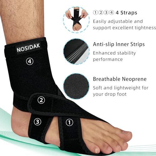 AFO Foot Drop Brace for Walking - Plantar Fasciitis Night Splint Black-Right