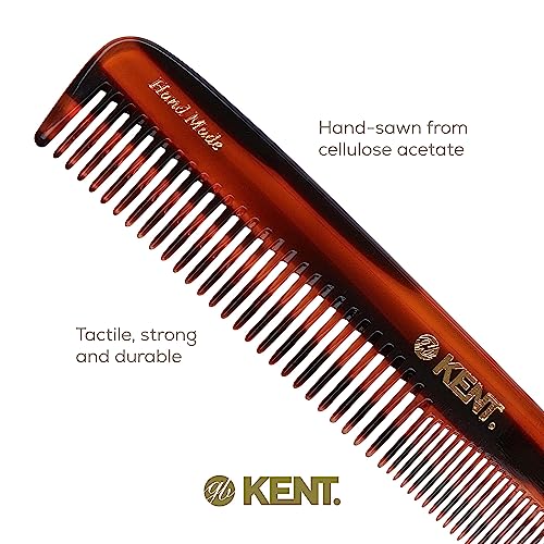 Kent 9T Tortoiseshell Fine and Wide Tooth Comb - Large Handmade and Saw-Cut Detangler for Wet Hair - Durable Grooming for Men and Women - Made in England 6 Pack Brown