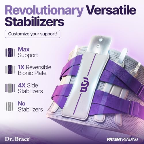 DR. BRACE® Lower Back Brace for Men & Women for Lower Back Pain Relief, Revolutionary Versatile Splints System & Removable Lumbar Pad, Adjustable & Breathable Back Support Brace (29.5-35.4″)