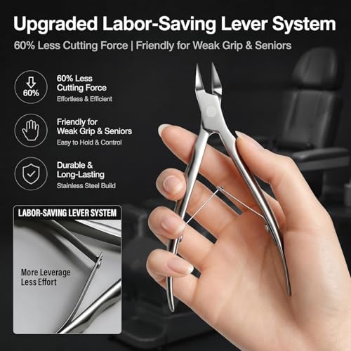 Toenail Clippers for Thick Toenails for Seniors, Heavy Duty Ingrown Toenail Clippers with Wide Jaw Opening, Professional Toe Nail Clippers for Thick Nails, Stainless Steel Nail Cutter for Men Women Straight blade model