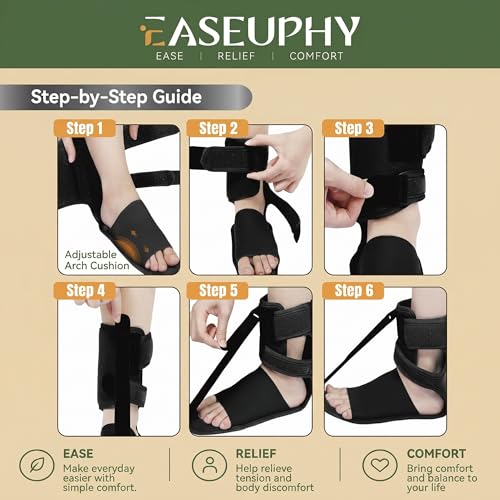 Upgraded Adjustable Night Splint, Relief for Plantar Fasciitis, Foot Drop, Achilles Tendonitis, Fits all foot size, Women & Men