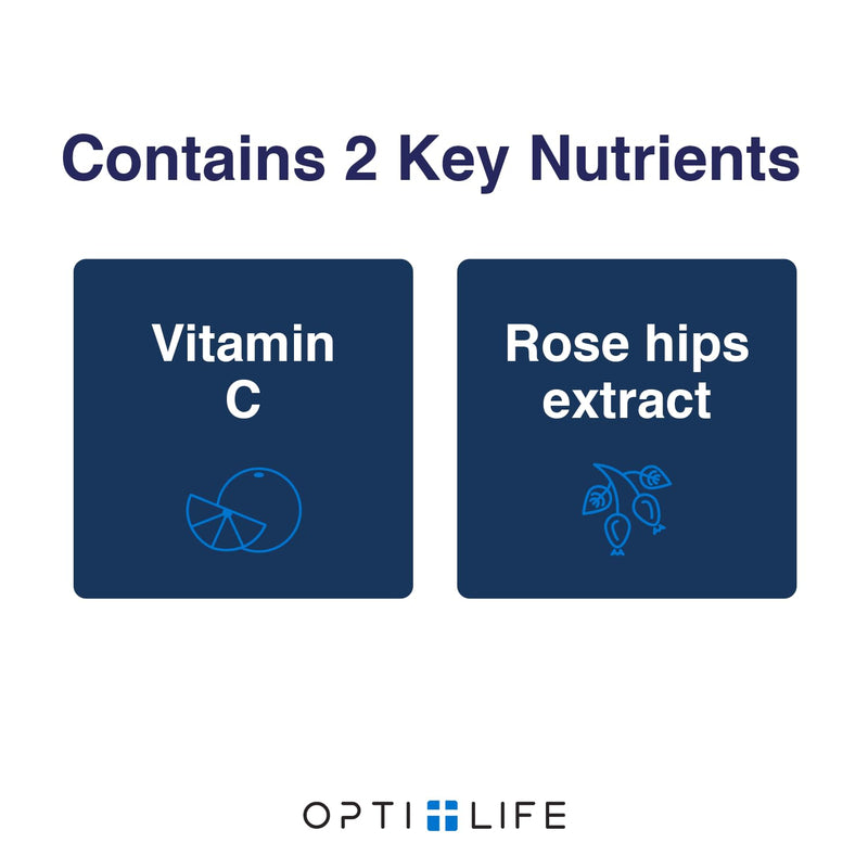 Opti+ Vitamin C 1000mg Capsules, Buffered Time-Release Formula with Rose Hips & Acerola for Immune & Antioxidant Support*, Vitamin C Essential Antioxidant, 100 Capsules, 100-Day Supply