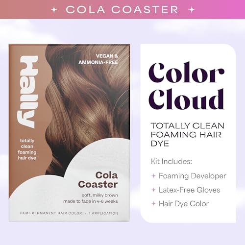 Hally Hair Color Cloud Demi-Permanent Cola Hair Color Foam, 4 fl oz Cola Coaster