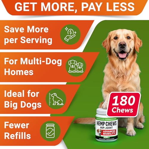 Advanced Joint Hemp Chews for Dogs Mobility - Hip & Joint Pain Relief Chews (HIP&JOINT) Hemp Chews 180Ct (Chicken)