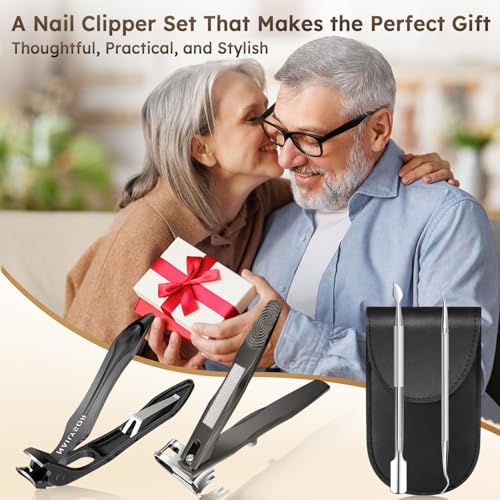 360° Rotating Nail Clippers for Seniors with Arthritis, Ergonomic Long Handled Toenail Clippers for Thick Nails for Seniors, Heavy Duty Fingernail Clippers with Catcher Wide Opening Sharp Nail Cutters