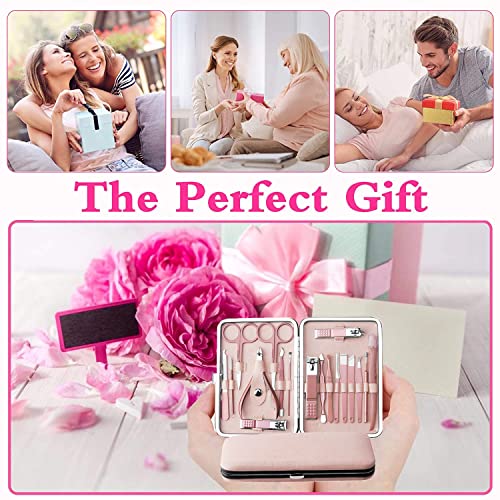 Manicure Sets For Women Gift Manicure set Prosesional, Nail Clippers Manicure Kit Pedicure Kit 18 in 1 Aceoce Luxury Manicure Pedicure Set kit Travel Gifts Choice for Women Mother Men Rose Gloden