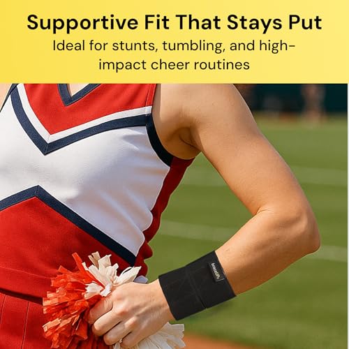 BraceUP Cheer Wrist Braces – Gymnastics & Cheerleading Wrist Support Wraps for Kids and Teens, Lightweight, Low-Profile Design, 2-Pack