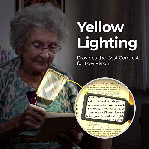 MAGNIPROS Patented 6X Rechargeable Magnifying Glass with 3 Color Light Modes & Anti-Glare Lens - Relieve Eye Strain | Perfect for Low Vision Seniors, Macular Degeneration & Fine Print USB Rechargeable