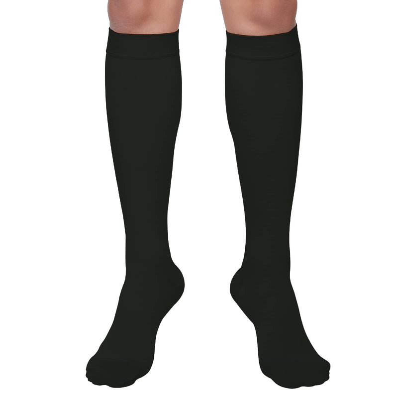 MGANG® 20-30 mmHg Compression Socks, Knee High Compression Stocking for Men and Women, Closed Toe, for Varicose Veins, DVT, Swelling, Edema, Shin Splints, Black Large Closed-toe Black - BeesActive Australia