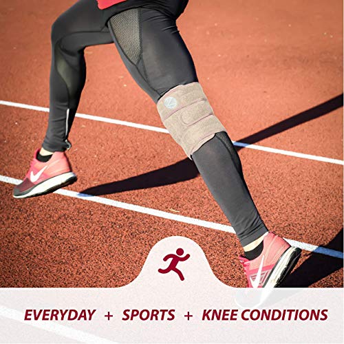 Plus Size Knee Brace and Knee Strap Bundle: 1 Adjustable Knee Brace (Nude) and Pair of Patella Knee Strap (Nude)