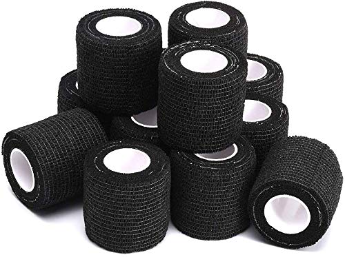 Sensi Wrap Grip Cover Sports Self Bandage Wrap Rolls 2-inch x 5-yards 24pcs (Black) Black - BeesActive Australia