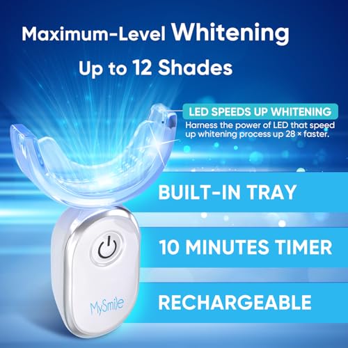 MySmile Teeth Whitening Kit for Sensitive Teeth with LED Light, 3Pcs Teeth Whitening Gel,2Pcs Teeth Whitening Pen,10 Min Non-Sensitive Fast Teeth Whitener, Powerful whitening Formula, Enamel Safe