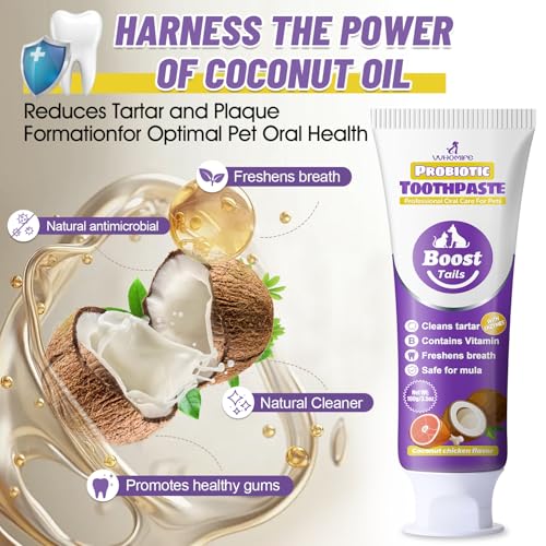 Cat Toothbrush for Kitten Teeth Cleaning + Natural Coconut Oil Cat & Dog Toothpaste