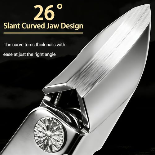 Toenail Clippers for Thick Toenails,Nail Clippers for Men and Seniors,Slant Curved Blade Toe Nail Clippers for Thick Nails for Seniors