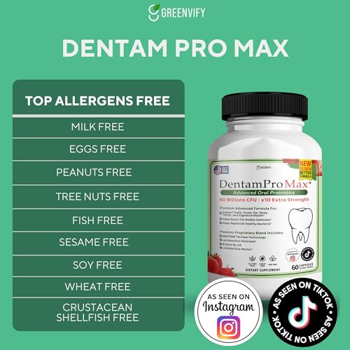 DentamPro Max Fresh Breath Probiotics, Advanced Mouth and Tooth Hygiene Supplement, 60 Capsules (Pack of 1)