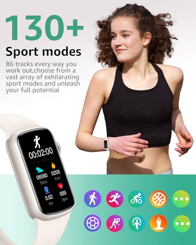 IMFRCHCS Fitness Tracker with Step Counter/Stopwatch, Activity Health Tracker with Blood Pressure Heart Rate Monitor, Sleep Tracker, 137+ Sport Modes, Pedometer Smart Watch, Gift for Women Men Beige