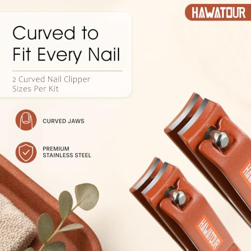 HAWATOUR 4 Pcs Nail Clippers Set with Nail File, Terracotta Red