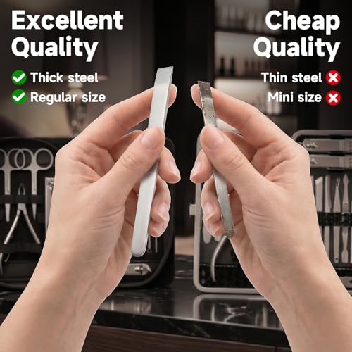 Nail Clippers Set - 15 Pcs Professional Manicure Pedicure Kit Gifts for Fathers Day Men Women, Stainless Steel Fingernail Toenail Cutters, Nail Care Grooming Tools with Luxurious Leather Travel Case
