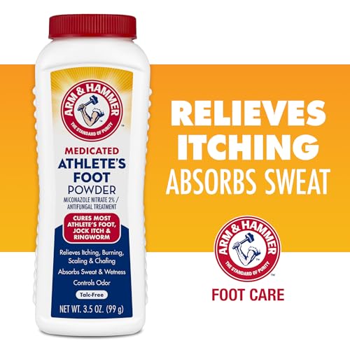 Arm & Hammer Medicated Athlete's Foot Powder, Antifungal Treatment, 3.5 oz 3.5 Ounce (Pack of 1)
