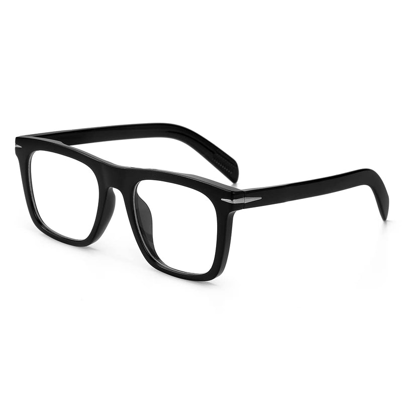 NIDOVIX Trendy Square Blue Light Blocking Glasses for Men Women, Fashion Frame Non-prescription Computer Glasses (Black) 01 Black 50 Millimeters - BeesActive Australia