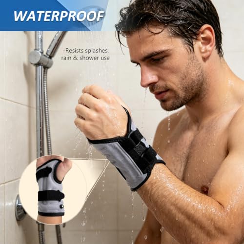 Waterproof Wrist Brace for Carpal Tunnel Night Support, Inflatable Wrist Support with Air Compression for Pain Relief Caused by Tendonitis, Arthritis and Sprains,One Size Adjustable Hand Brace for Men and Women Left