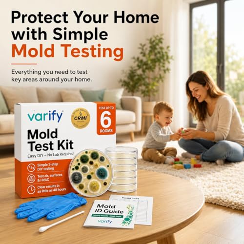 Varify Mold Test Kit for Home Air Quality | Air Quality Test Kit & Black Mold Detector for Home | 6-Petri-Dish Indoor Airborne Spore Sampler | Easy-to-Use with Clear Instructions & ID Booklet 6 Pack