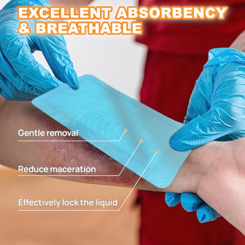 Carbou Super Absorbent Wound Dressing 4" x 8", 10 Pack, Non-Adhesive Pads 4"x 8"(Pack of 10)