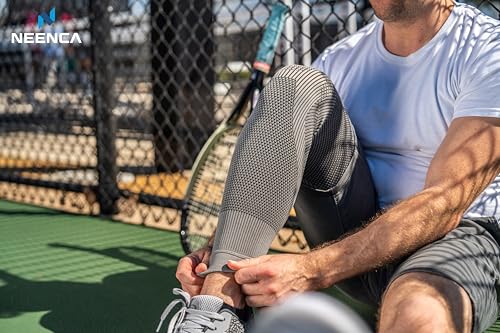 NEENCA Compression Leg Sleeve, Ultra-thin with Graphene Ions Infused Fabric Silver Gray - Single Medium