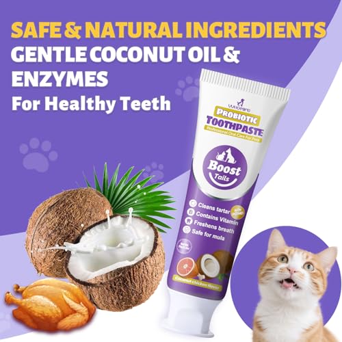 Cat Toothbrush and Toothpaste Kit + Cat Toothbrush for Daily Teeth Cleaning
