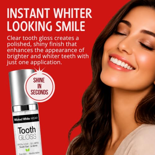 Tooth Gloss for Whiter Looking Teeth, Clear Protective Dental Gloss for Shine, Fresh Breath & Stain Protection, Non Abrasive Smile Enhancer