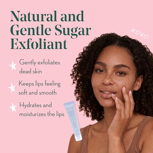 Goodness Sugar Lip Scrub Choc Fudge – Exfoliating Lip Scrub with Hyaluronic Acid & Argan Oil – Lip Exfoliator for Dry Chapped Lips – Natural Sugar Scrub, Vegan – 0.35 oz